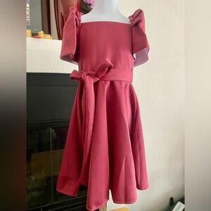 Pink Filipiniana Dress for 1-2 year old Girl with Bow and Butterfly sleeves